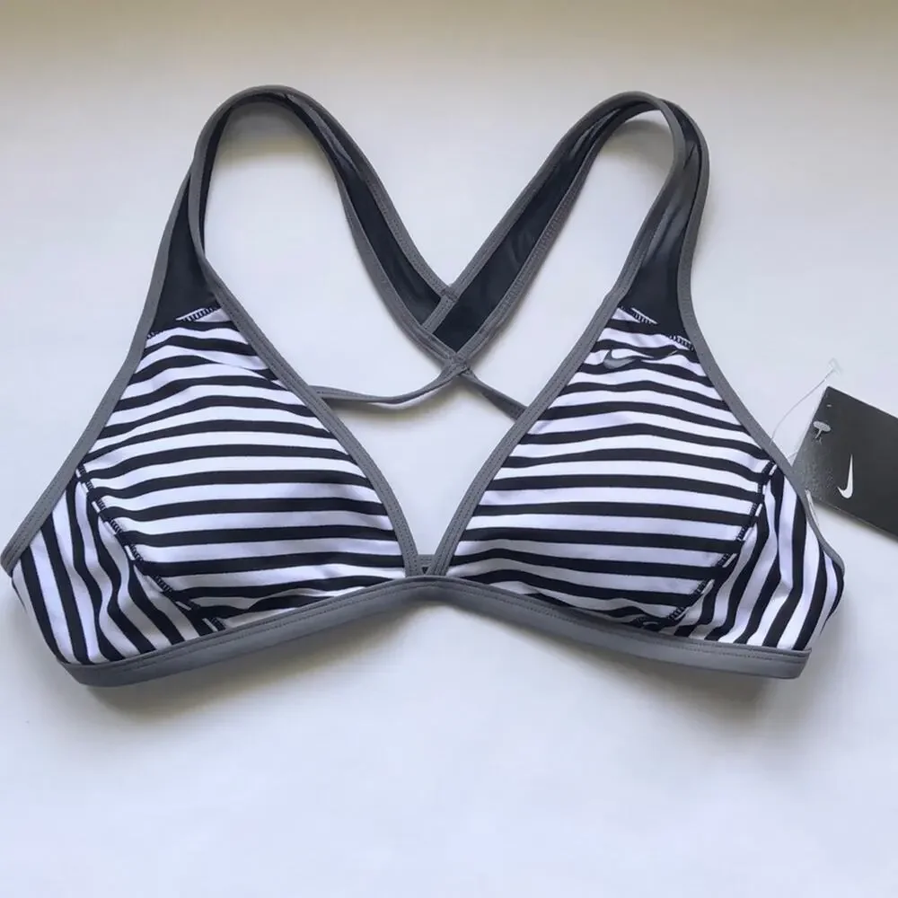 NWT Nike Striped Racerback Swim Top Size L